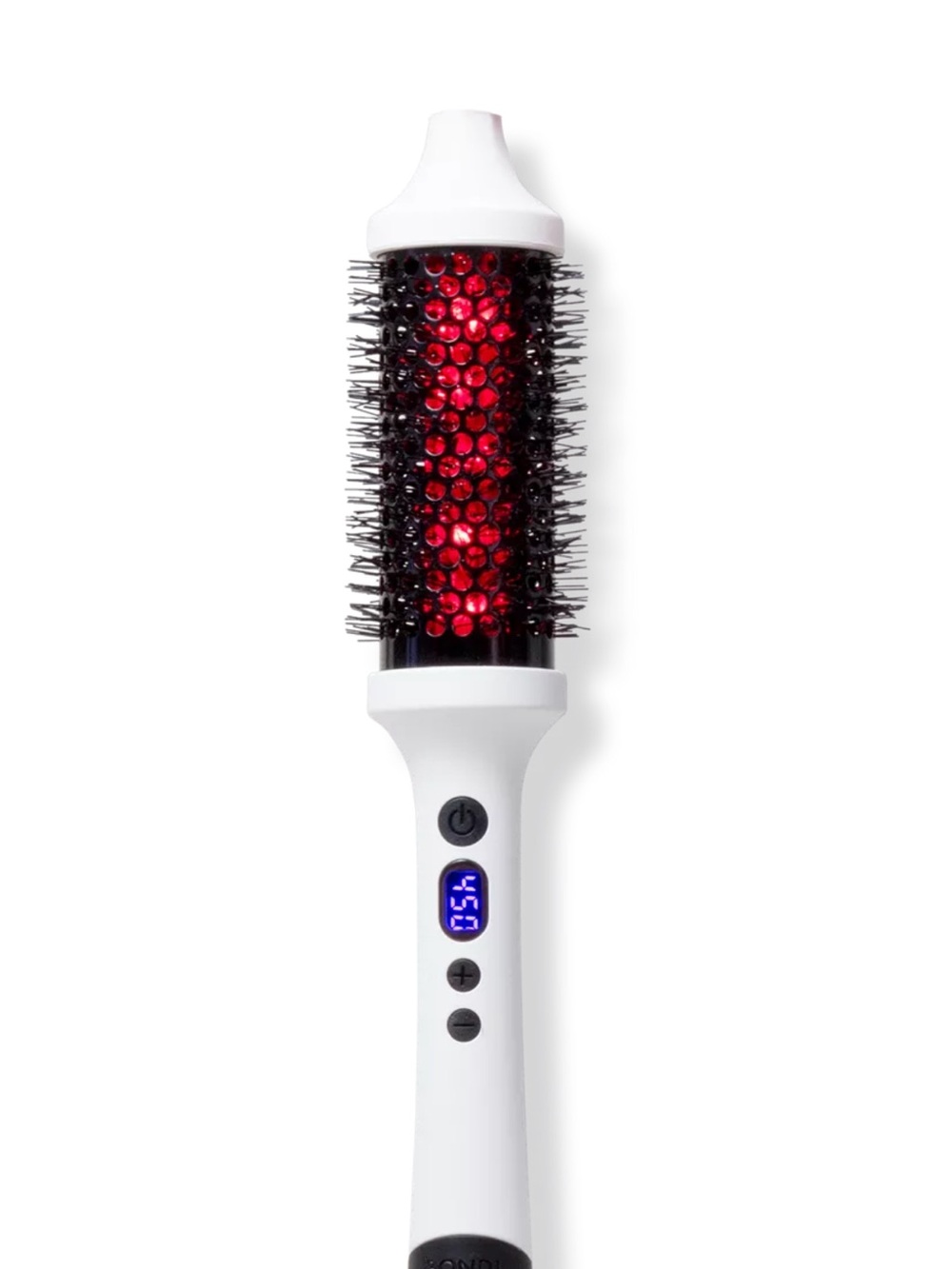 White and Red Rotating Hot Air Styling Brush with LED Display